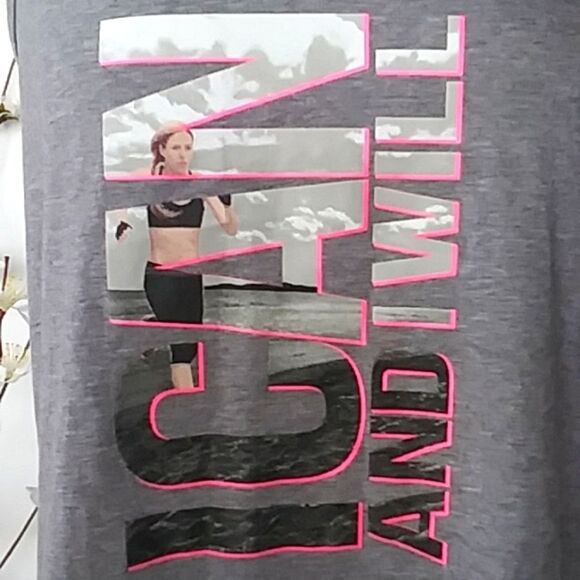 I CAN AND I WILL Danskin Motivational Tank Racerback Grey/Pink size L - Picture 3 of 8